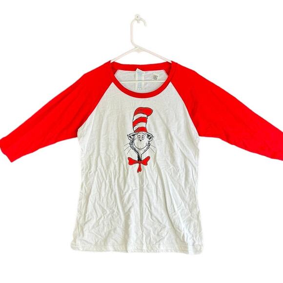 Port & Company Ladies Womens Medium Cat in the Hat Baseball Style Shirt NWOT - Picture 2 of 9